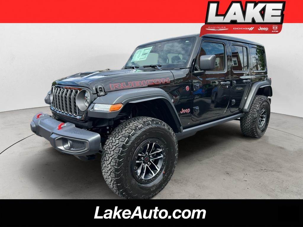 2026 Jeep Wrangler Rubicon in Black Clear-Coat Exterior Paint — front three-quarter view