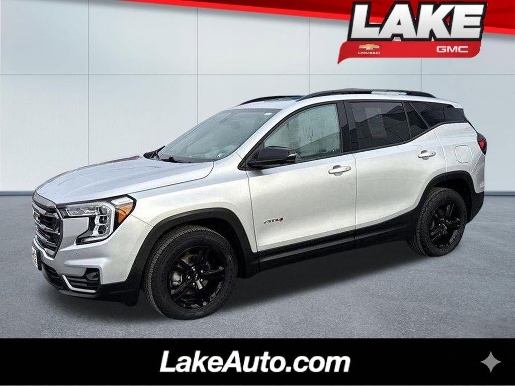 2022 GMC Terrain AT4 in Quicksilver Metallic — front three-quarter view