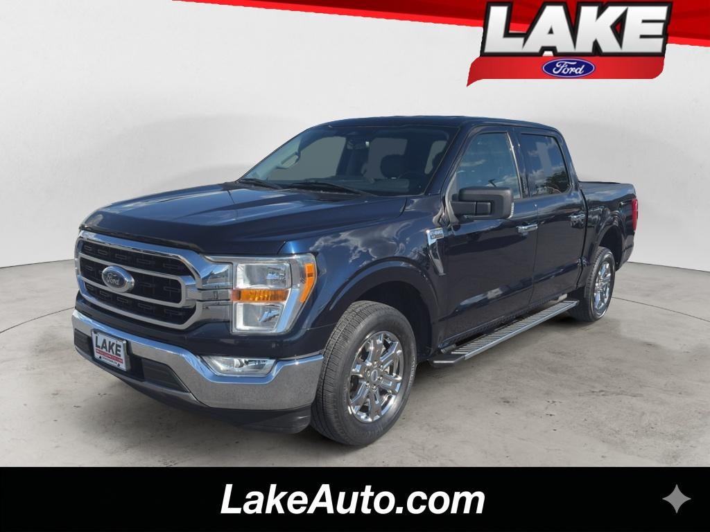 2021 Ford F-150 XLT in Antimatter Blue Metallic — front three-quarter view